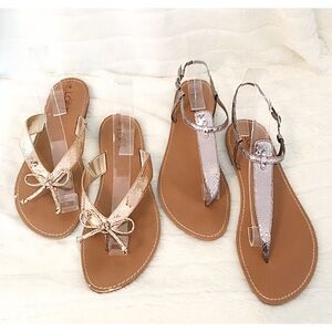 LOFT Bundle Of 2 Vegan Metallic Fashion Sandals